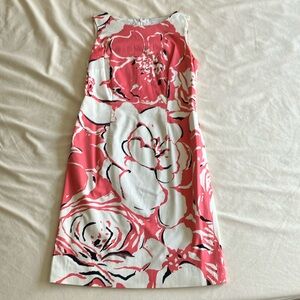 Floral Pink and White Sleeveless Dress